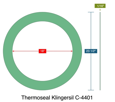 Thermoseal Klingersil C-4401 -  1/16" Thick - Ring Gasket - 300 Lb. - 18"