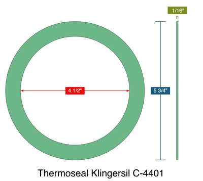 Thermoseal Klingersil C-4401 -  1/16" Thick - Ring Gasket - 4.5" ID - 5.75" OD