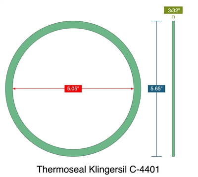 Thermoseal Klingersil C-4401 -  3/32" Thick - Ring Gasket - 5.05" ID - 5.65" OD