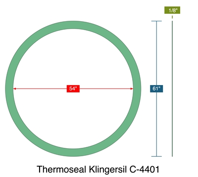 Thermoseal Klingersil C-4401 -  1/8" Thick - Ring Gasket - 150 Lb./150 Lb. Series A - 54"