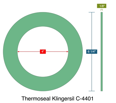 Thermoseal Klingersil C-4401 - Ring Gasket -  1/8" Thick - 4" ID - 6.25" OD