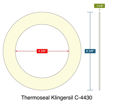 Thermoseal Klingersil C-4430 -  1/16" Thick - Ring Gasket - 4.375" ID - 6.375" OD