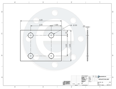 Viton - 75 Durometer - .062" Thick - 3" x 4" with 4 x 1/2" holes.