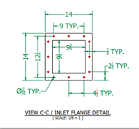 60 Duro White Buna-N Square Gasket - Inlet Flange 9-3/4" Inside x 14" Outside - 1/8" Thick