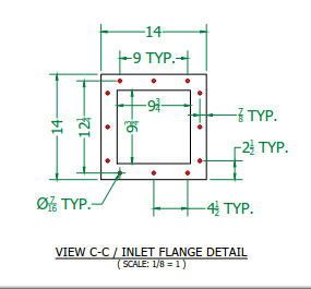 60 Duro White Buna-N Square Gasket - Inlet Flange 9-3/4" Inside x 14" Outside - 1/8" Thick