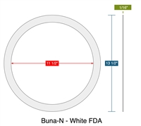 60 Duro White Buna-N Ring Gasket - 11.5" ID x 13.5" OD x 1/16" Thick