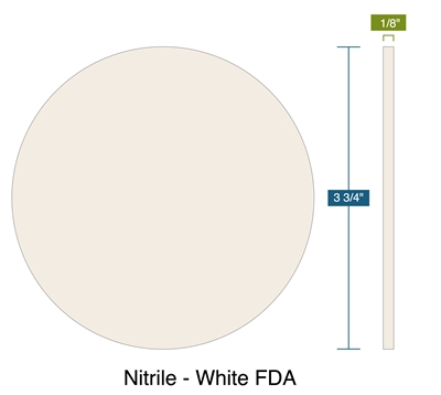 Nitrile - White FDA  with PSA One Side-  1/8" Thick - Disc - 3.75" OD