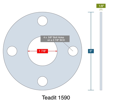 Teadit 1590 -  1/8" Thick - Full Face Gasket - 150 Lb. - 1.5"