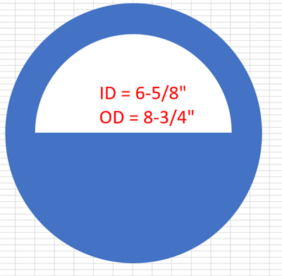 Virgin PTFE Custom Gasket - 1/8" Thick x 6-5/8"ID x 8-3/4"OD with semi-circle cutout