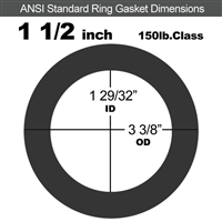 60 Duro EPDM Ring Gasket - 150 Lb. - 1/16" Thick - 1-1/2" Pipe