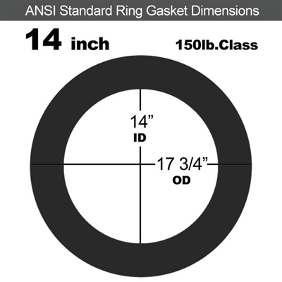 60 Duro EPDM Ring Gasket - 150 Lb. - 1/16" Thick - 14" Pipe