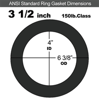 60 Duro EPDM Ring Gasket - 150 Lb. - 1/16" Thick - 3-1/2" Pipe