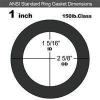 60 Duro EPDM Ring Gasket - 150 Lb. - 1/8" Thick - 1" Pipe