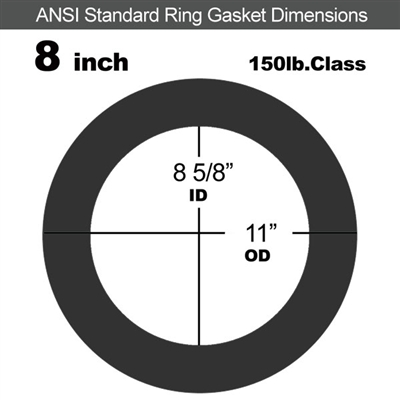 60 Duro EPDM Ring Gasket - 150 Lb. - 1/8" Thick - 8" Pipe