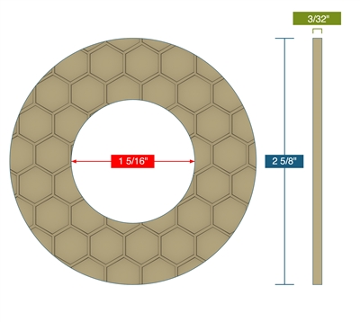 Garlock Gylon Epix 3500 Fawn Ring Gasket - 150 Lb. - 3/32" Thick - 1" Pipe