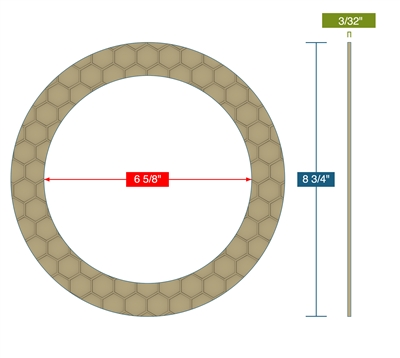 Garlock Gylon Epix 3500 Fawn Ring Gasket - 150 Lb. - 3/32" Thick - 6" Pipe
