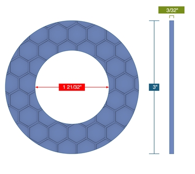 Garlock Gylon Epix 3504 Blue Ring Gasket - 150 Lb. - 3/32" Thick - 1-1/4" Pipe