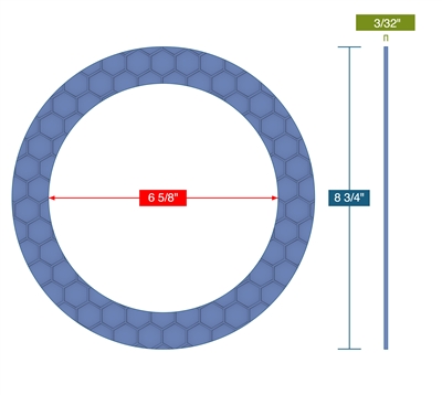 Garlock Gylon Epix 3504 Blue Ring Gasket - 150 Lb. - 3/32" Thick - 6" Pipe