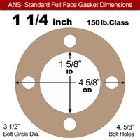 Equalseal EQ 500 Full Face Gasket - 1/16" Thick - 150 Lb - 1-1/4"