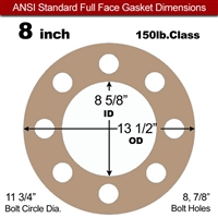 Equalseal EQ 500 Full Face Gasket - 1/16" Thick - 150 Lb - 8"