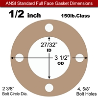 Equalseal EQ 500 Full Face Gasket - 1/8" Thick - 150 Lb - 1/2"