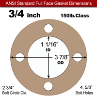 Equalseal EQ 500 Full Face Gasket - 1/8" Thick - 150 Lb - 3/4"