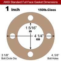 Equalseal EQ 500 Full Face Gasket - 1/8" Thick - 150 Lb - 1"