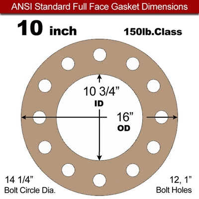 Equalseal EQ 500 Full Face Gasket - 1/8" Thick - 150 Lb - 10"