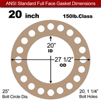 Equalseal EQ 500 Full Face Gasket - 1/8" Thick - 150 Lb - 20"