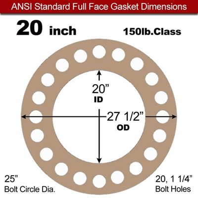 Equalseal EQ 500 Full Face Gasket - 1/8" Thick - 150 Lb - 20"