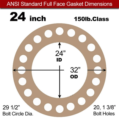 Equalseal EQ 500 Full Face Gasket - 1/8" Thick - 150 Lb - 24"