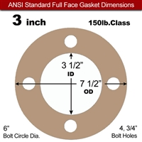 Equalseal EQ 500 Full Face Gasket - 1/8" Thick - 150 Lb - 3"