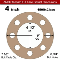 Equalseal EQ 500 Full Face Gasket - 1/8" Thick - 150 Lb - 4"