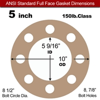 EQ 500 Full Face Gasket - 150 Lb. - 1/8" Thick - 5" Pipe
