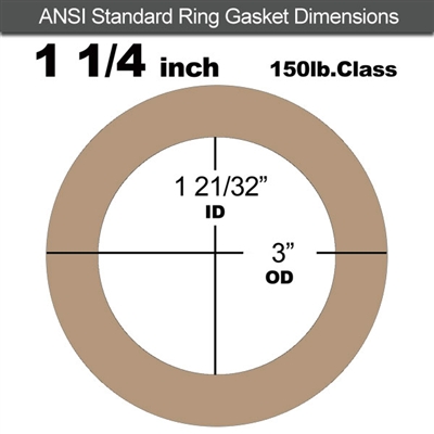 Equalseal EQ 500 Ring Gasket - 1/16" Thick - 150 Lb - 1-1/4"