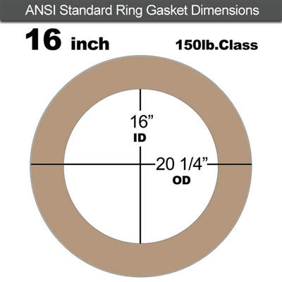 Equalseal EQ 500 Ring Gasket - 1/16" Thick - 150 Lb - 16"