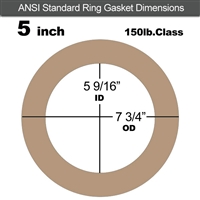 EQ 500 Ring Gasket - 150 Lb. - 1/16" Thick - 5" Pipe