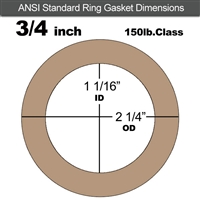 Equalseal EQ 500 Ring Gasket - 1/8" Thick - 150 Lb - 3/4"