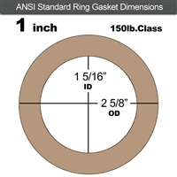 Equalseal EQ 500 Ring Gasket - 1/8" Thick - 150 Lb - 1"