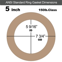 EQ 500 Ring Gasket - 150 Lb. - 1/8" Thick - 5" Pipe