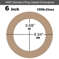 Equalseal EQ 500 Ring Gasket - 1/8" Thick - 150 Lb - 6"