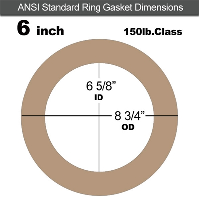 Equalseal EQ 500 Ring Gasket - 1/8" Thick - 150 Lb - 6"