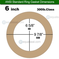 EQ 500 Ring Gasket - 300 Lb. - 1/16" Thick - 6" Pipe For Oxygen Service