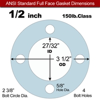 Equalseal EQ 504 Full Face Gasket - 1/16" Thick - 150 Lb - 1/2"