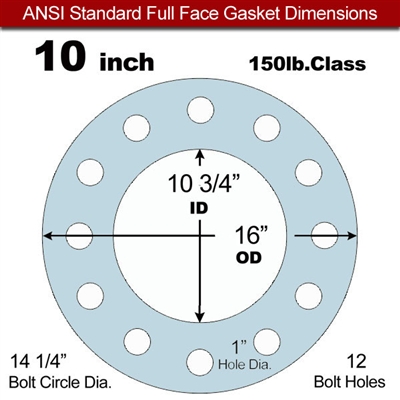 Equalseal EQ 504 Full Face Gasket - 1/16" Thick - 150 Lb - 10"