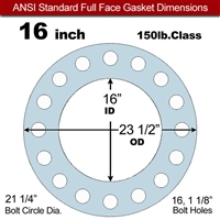 Equalseal EQ 504 Full Face Gasket - 1/16" Thick - 150 Lb - 16"