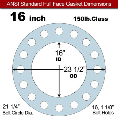 Equalseal EQ 504 Full Face Gasket - 1/16" Thick - 150 Lb - 16"