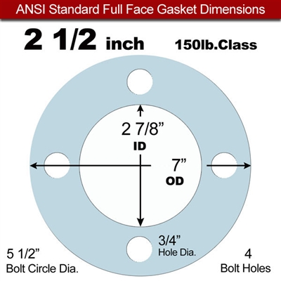Equalseal EQ 504 Full Face Gasket - 1/16" Thick - 150 Lb - 2-1/2"