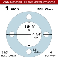 Equalseal EQ 504 Full Face Gasket - 1/8" Thick - 150 Lb - 1"