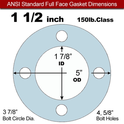 Equalseal EQ 504 Full Face Gasket - 1/8" Thick - 150 Lb - 1-1/2"